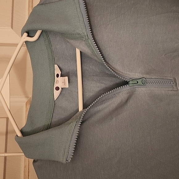 Three Dots Light Blue Quarter-Zip Pullover - Picture 3 of 9